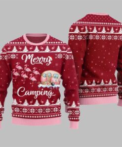 Alternative view of 2025 Christmas Merry Camping Flamingo Ugly Sweater  