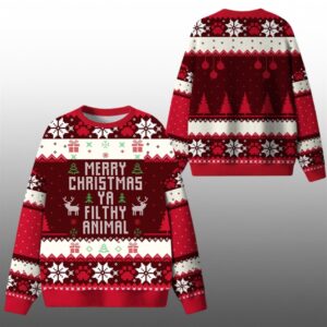 2025 Christmas Merry Christmas Ya Filthy Animal Ugly Sweater - Grishko.com