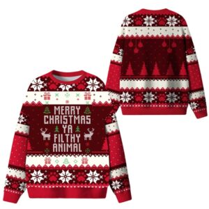 Alternative view of 2025 Christmas Merry Christmas Ya Filthy Animal Ugly Sweater - Grishko.com