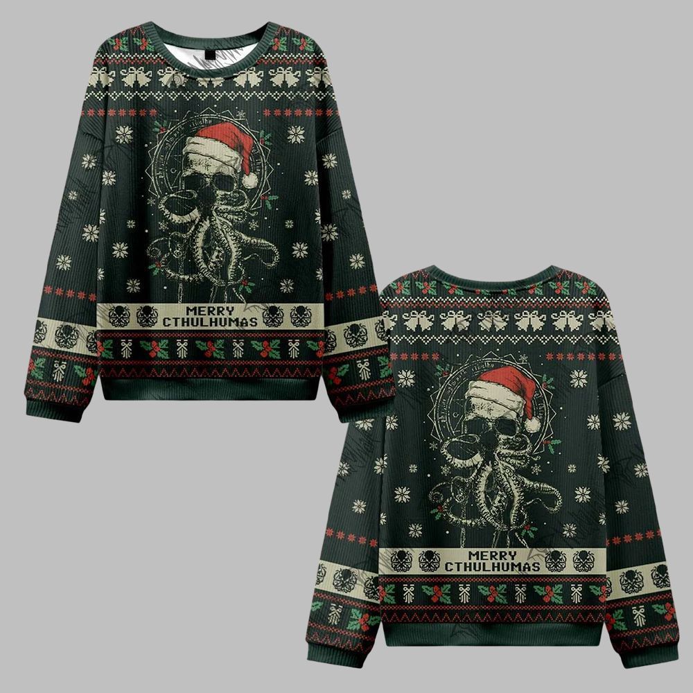2025 Christmas Merry Cthulhumas Vintage Ugly Christmas Sweater - Grishko.com