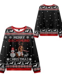 Alternative view of 2025 Christmas Merry Dachshund Ugly Sweater  