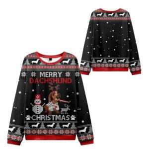 Alternative view of 2025 Christmas Merry Dachshund Ugly Sweater - Grishko.com