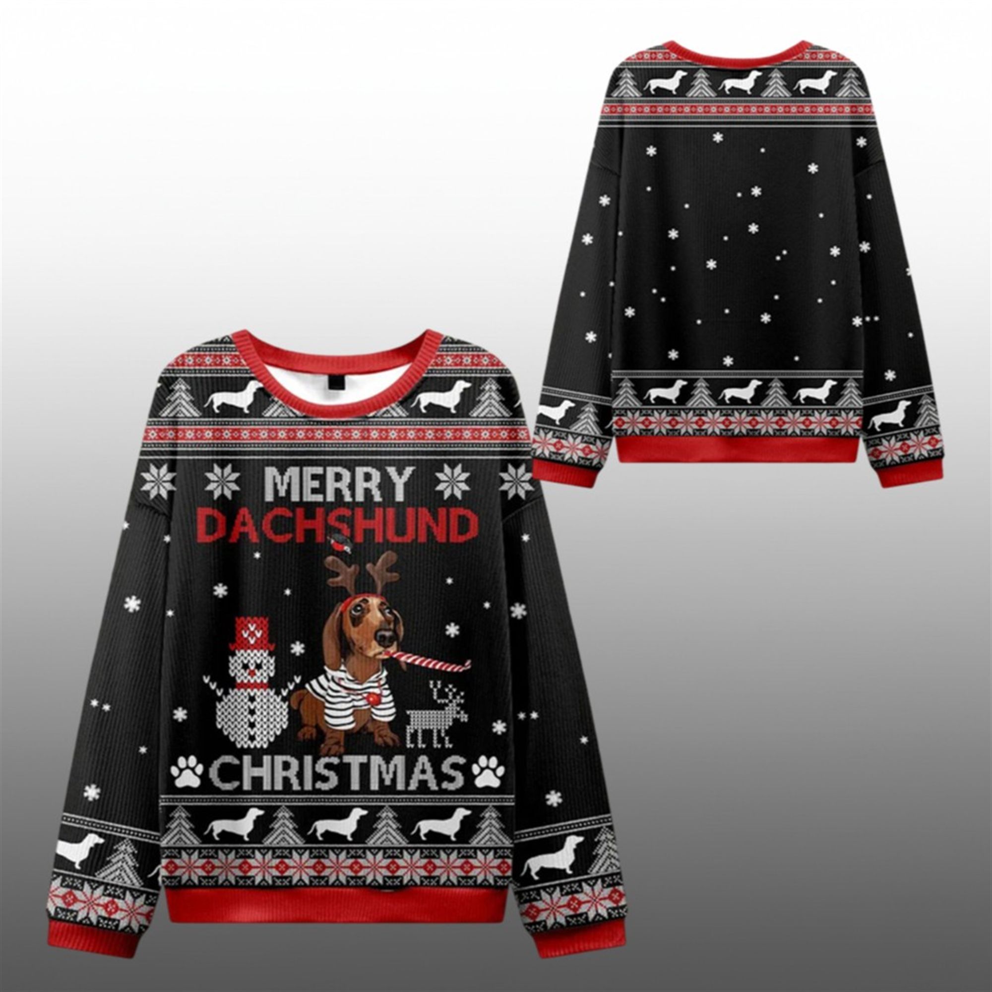 2025 Christmas Merry Dachshund Ugly Sweater - Grishko.com
