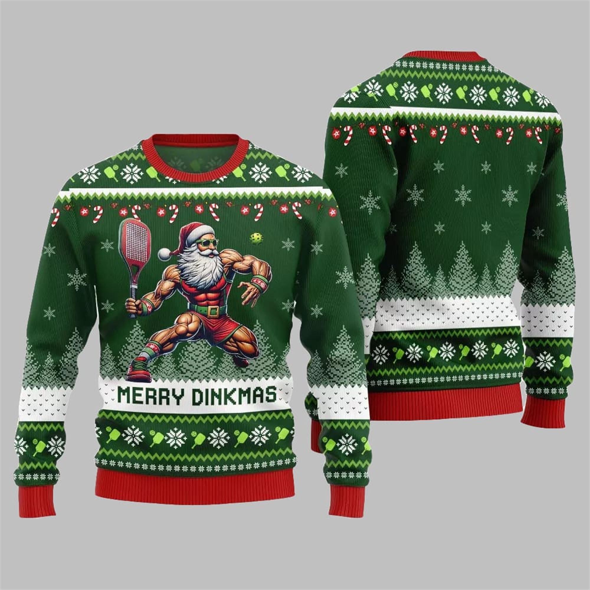 2025 Christmas Merry Dinkmas Santa Playing Pickleball Ugly Sweater - Grishko.com - Image 5