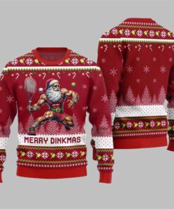 2025 Christmas Merry Dinkmas Santa Playing Pickleball Ugly Sweater  