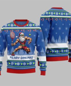 Alternative view of 2025 Christmas Merry Dinkmas Santa Playing Pickleball Ugly Sweater  