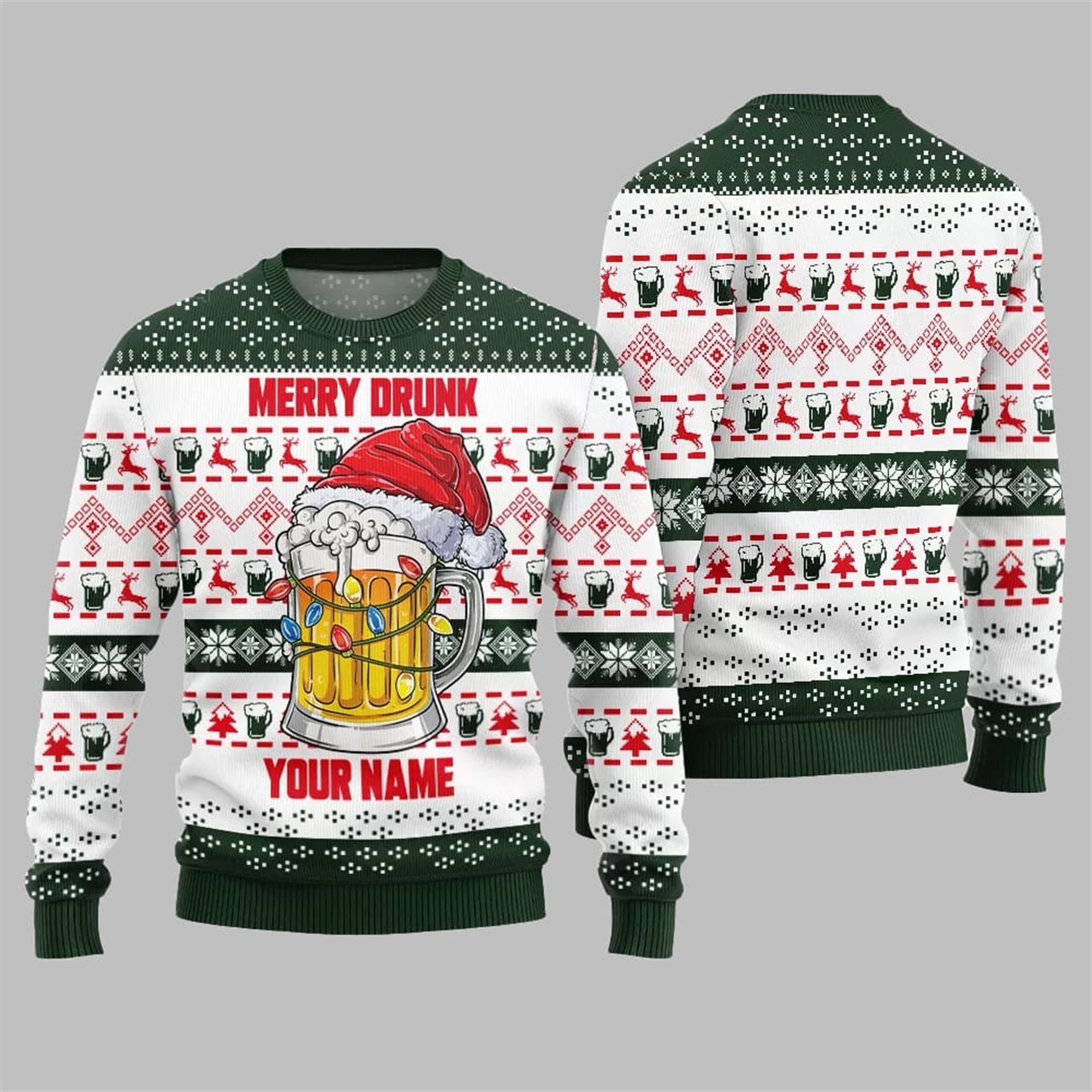 2025 Christmas Merry Drunk Ugly Christmas Sweater - Grishko.com