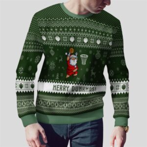 Alternative view of 2025 Christmas Merry Dunkmas Basketball Ugly Sweater - Grishko.com