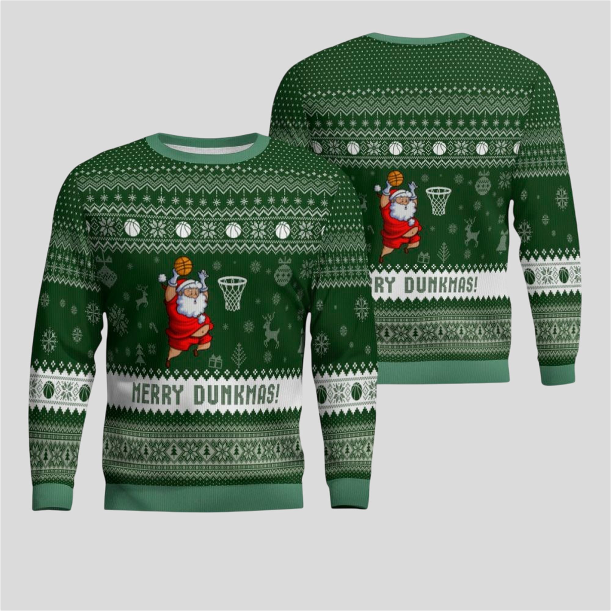 2025 Christmas Merry Dunkmas Basketball Ugly Sweater - Grishko.com