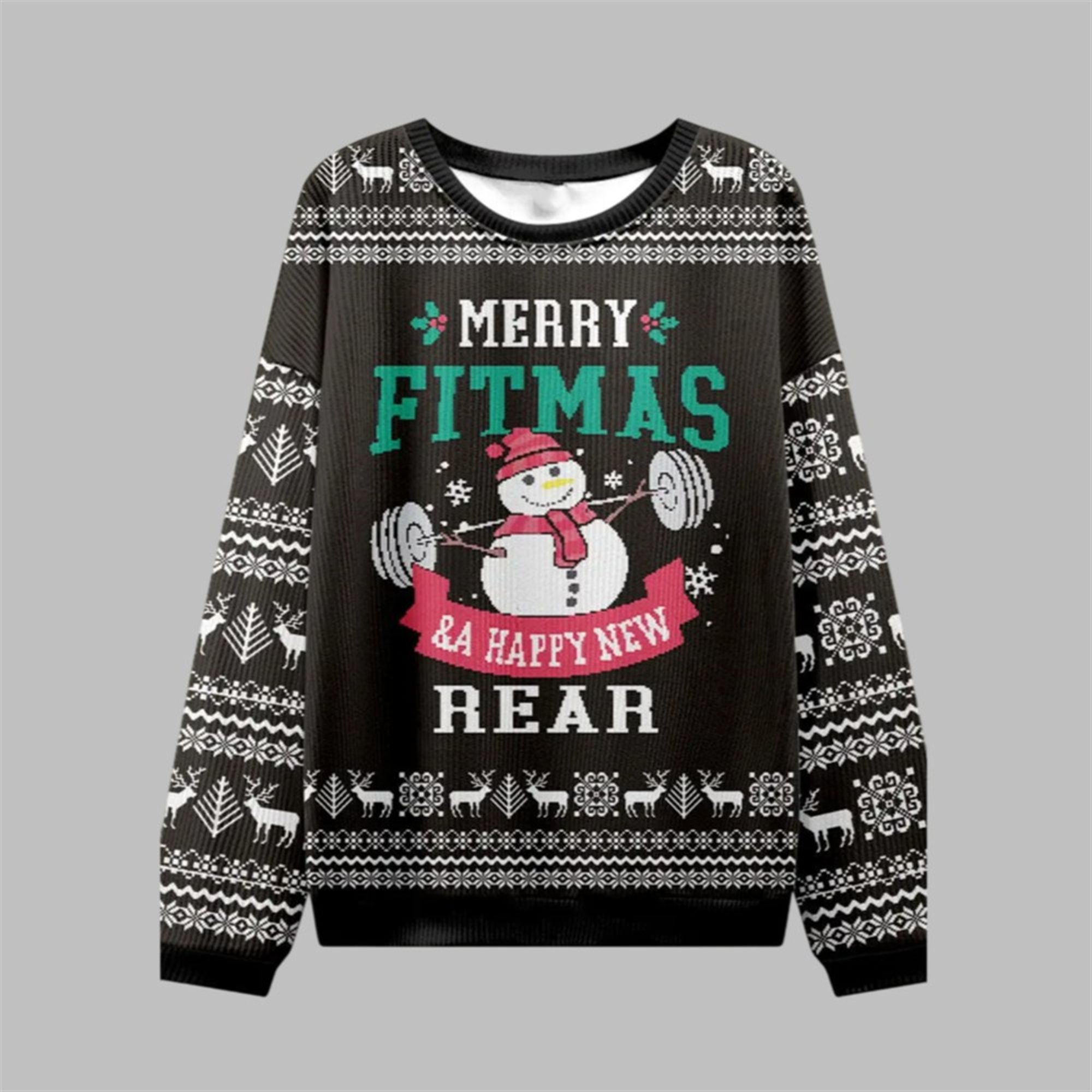 2025 Christmas Merry Fitmas Rear Ugly Sweater - Grishko.com