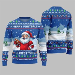 Alternative view of 2025 Christmas Merry Football Christmas Ugly Sweater - Grishko.com
