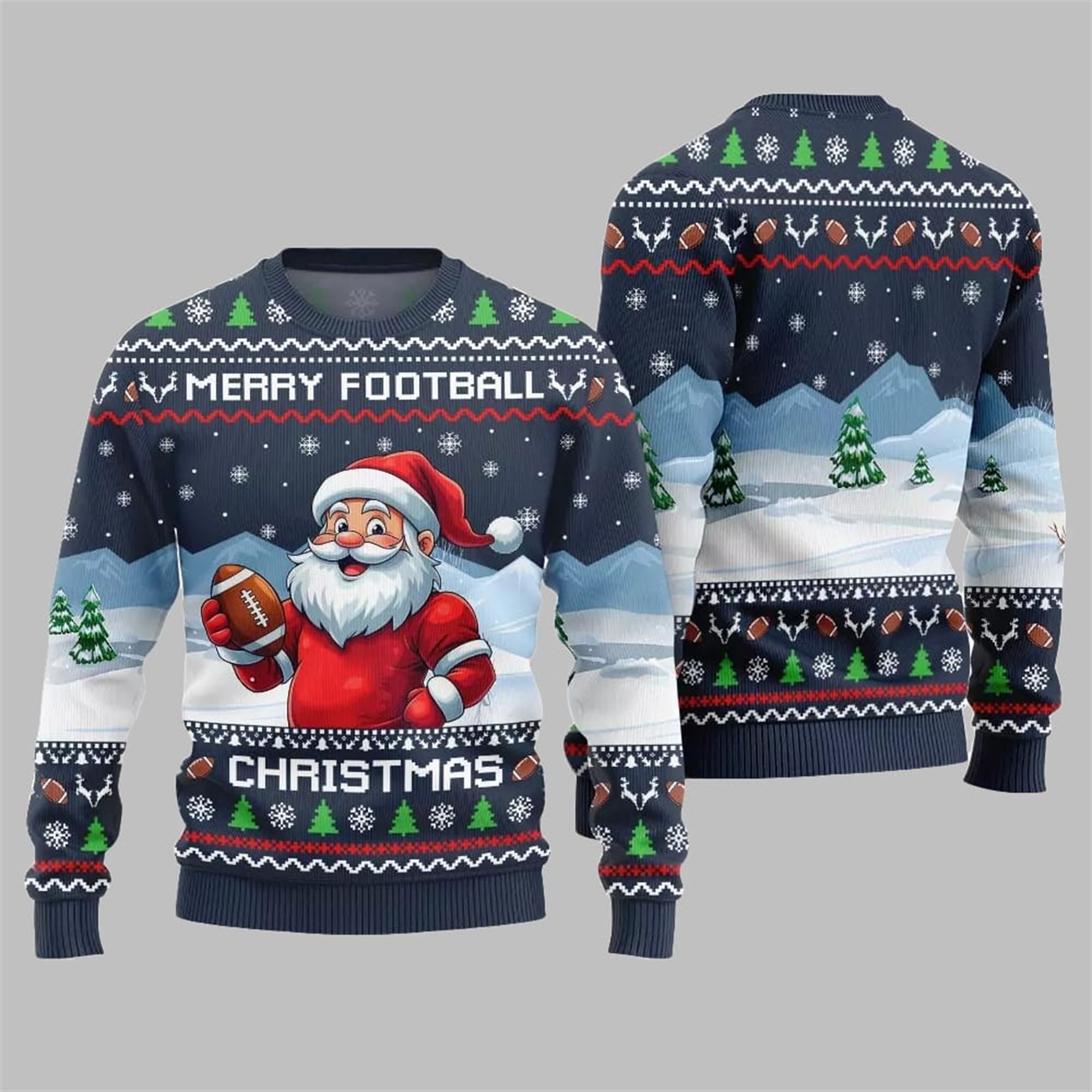 2025 Christmas Merry Football Christmas Ugly Sweater - Image 4