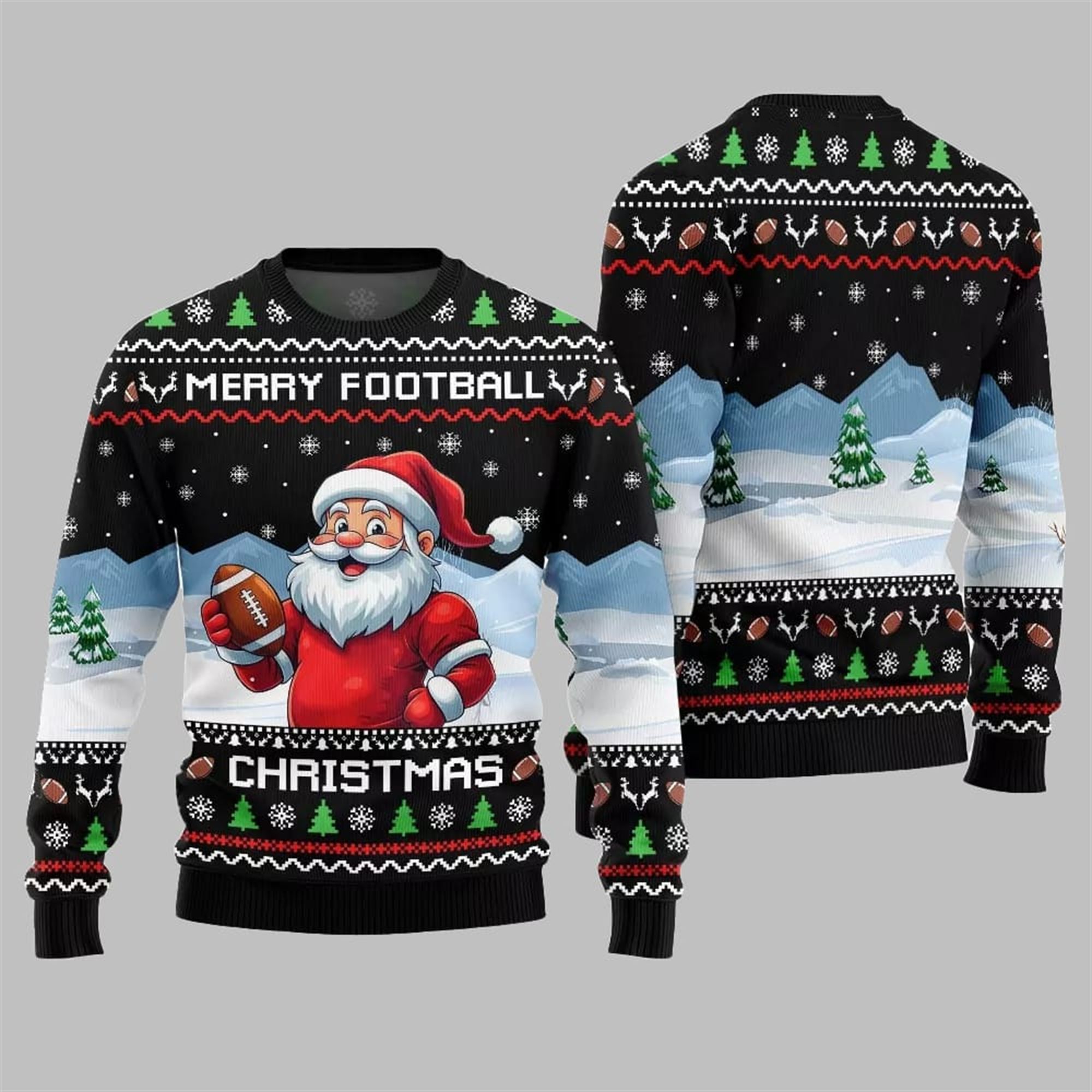 2025 Christmas Merry Football Christmas Ugly Sweater - Image 3