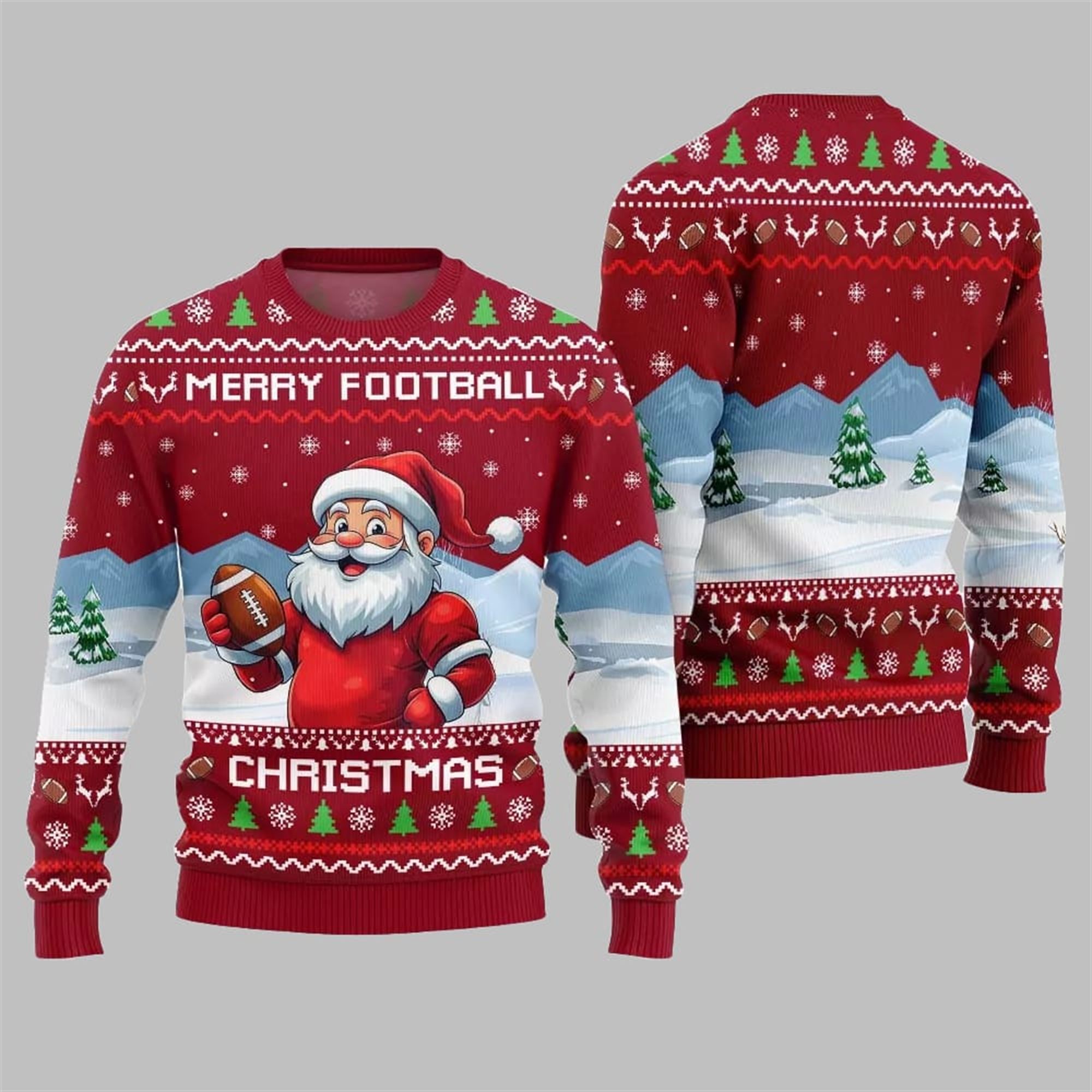 2025 Christmas Merry Football Christmas Ugly Sweater - Grishko.com