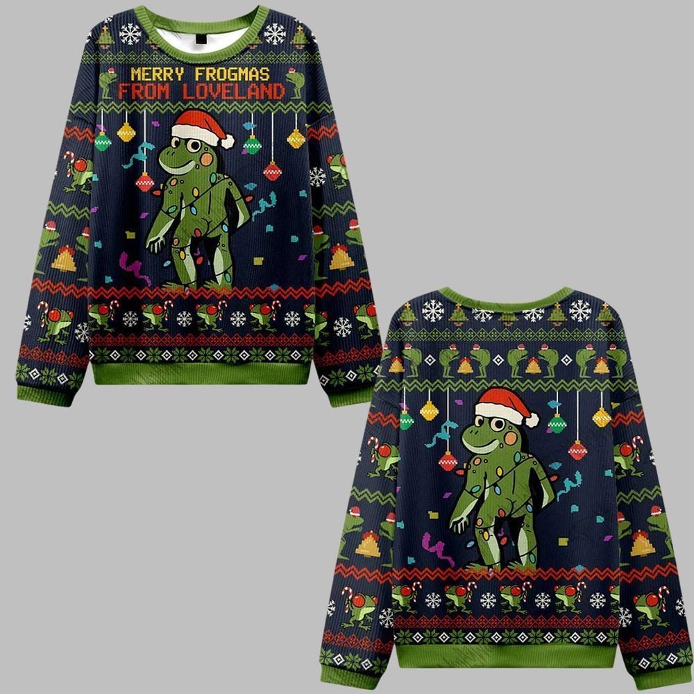 2025 Christmas Merry Frogmas from Loveland Ugly Christmas Sweater - Grishko.com