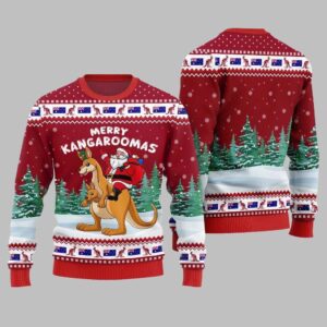 2025 Christmas Merry Kangaroomas Ugly Christmas Sweater - Grishko.com