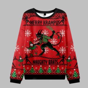 Alternative view of 2025 Christmas Merry Krampus Naughty Brats Ugly Christmas Sweater - Grishko.com