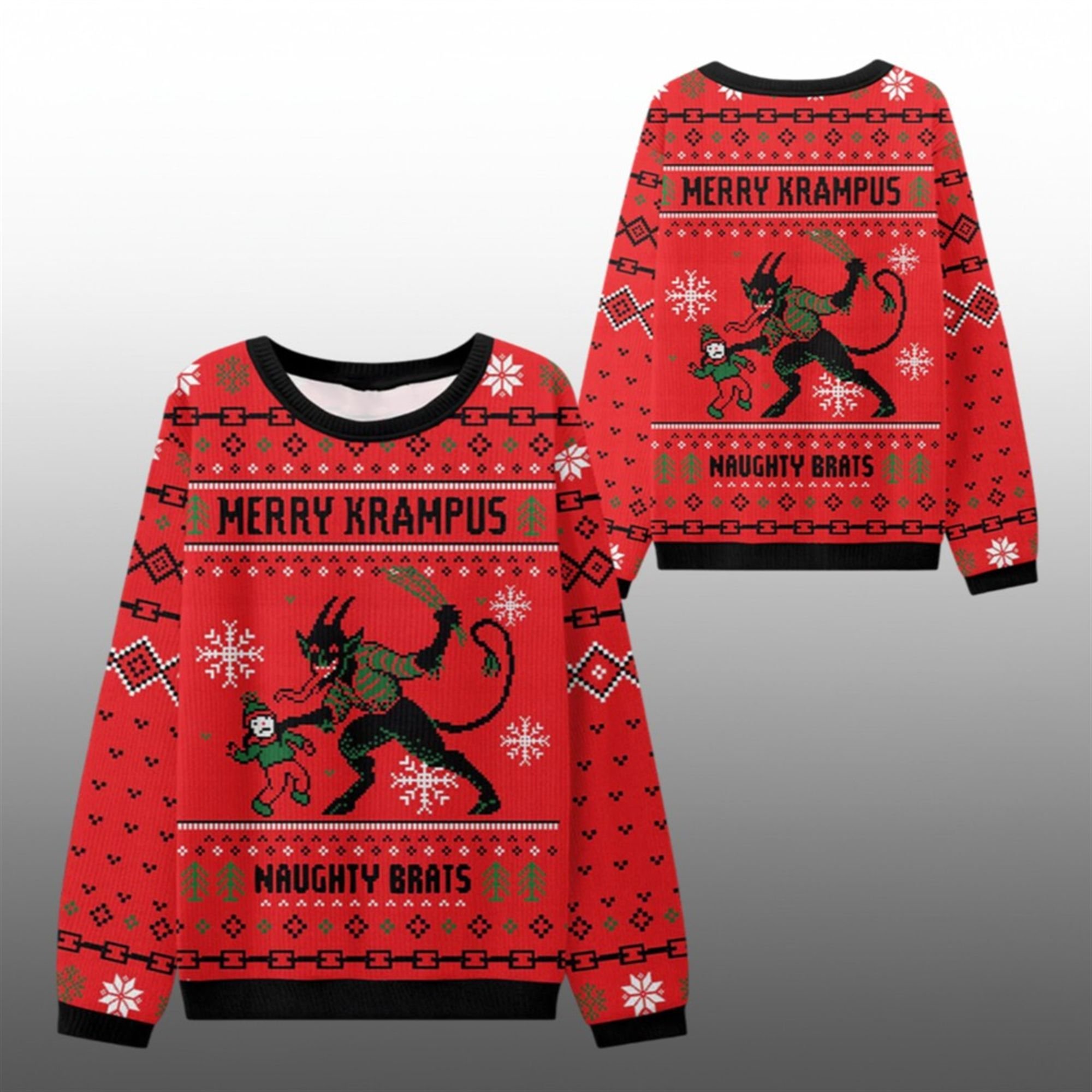 2025 Christmas Merry Krampus Naughty Brats Ugly Sweater - Grishko.com