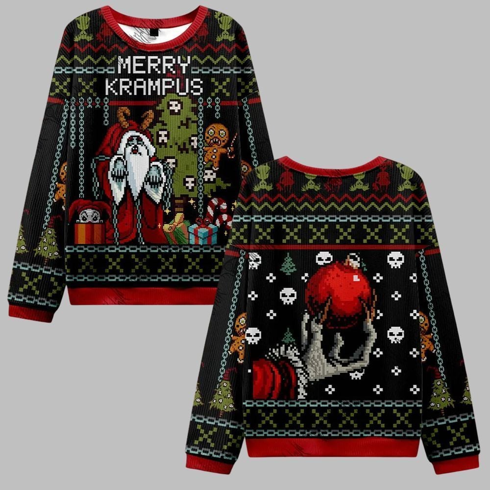 2025 Christmas Merry Krampus Ugly Christmas Sweater - Grishko.com