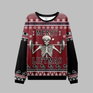 2025 Christmas Merry Liftmas Skeleton Ugly Sweater - Grishko.com
