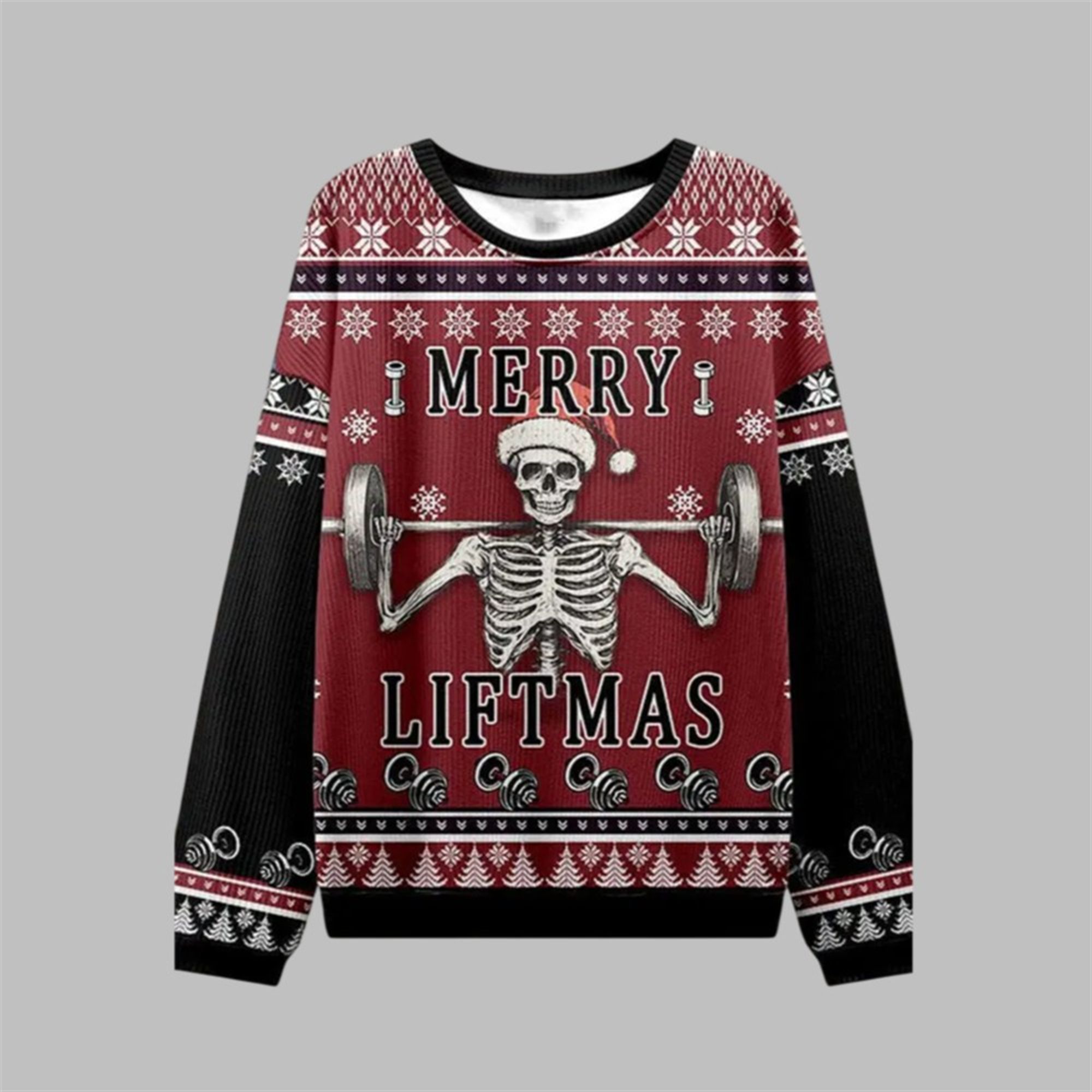 2025 Christmas Merry Liftmas Skeleton Ugly Sweater - Grishko.com