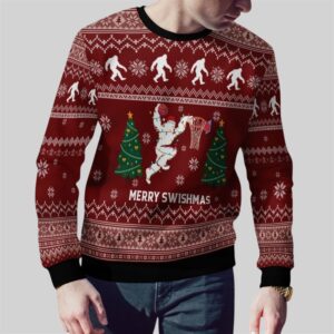 Alternative view of 2025 Christmas Merry Swishmas Basketball Ugly Sweater - Grishko.com