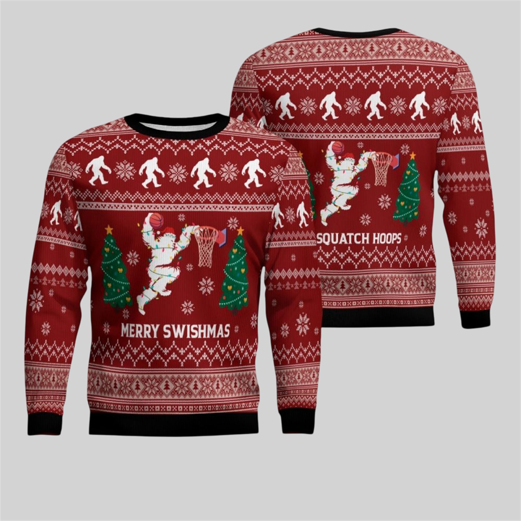 2025 Christmas Merry Swishmas Basketball Ugly Sweater - Grishko.com