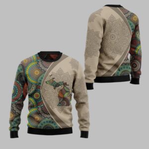 2025 Christmas Michigan Mandala Ugly Christmas Sweater - Grishko.com