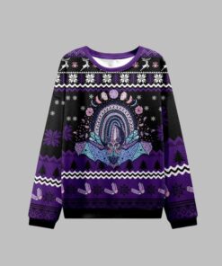 Alternative view of 2025 Christmas Moon Phase Bat Ugly Christmas Sweater  