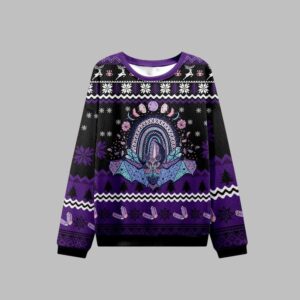 Alternative view of 2025 Christmas Moon Phase Bat Ugly Christmas Sweater - Grishko.com