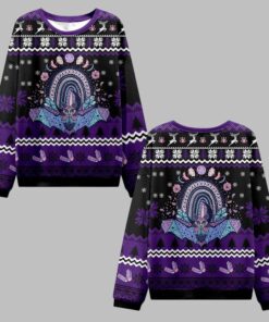 2025 Christmas Moon Phase Bat Ugly Christmas Sweater  