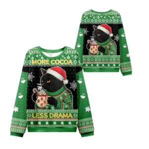 Alternative view of 2025 Christmas More Cocoa Less Drama Ugly Sweater - Grishko.com