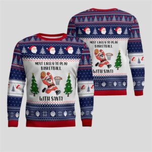 2025 Christmas Most Likely To Play Basketball With Santa Ugly Sweater - Grishko.com