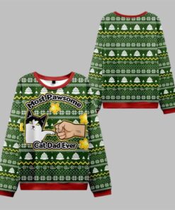 2025 Christmas Most Pawsome Cat Dad Ever Ugly Sweater  