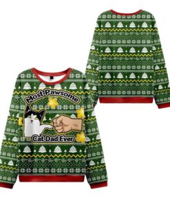 Alternative view of 2025 Christmas Most Pawsome Cat Dad Ever Ugly Sweater  