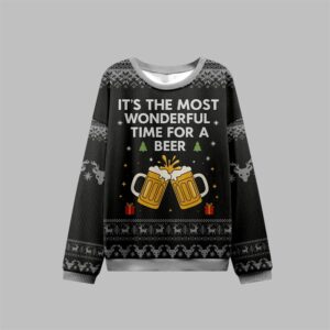 Alternative view of 2025 Christmas Most Wonderful Beer Time Ugly Sweater - Grishko.com