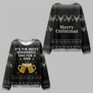 2025 Christmas Most Wonderful Beer Time Ugly Sweater - Grishko.com