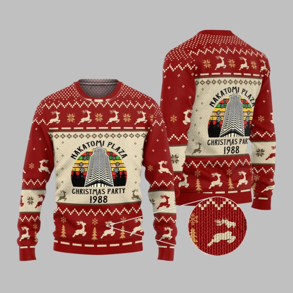 2025 Christmas Nakatomi Plaza Christmas Party 1988 Vintage Ugly Christmas Sweater - Grishko.com