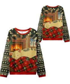 Alternative view of 2025 Christmas Napping Cat Christmas Ugly Sweater  