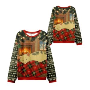 Alternative view of 2025 Christmas Napping Cat Christmas Ugly Sweater - Grishko.com
