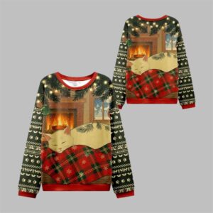 2025 Christmas Napping Cat Christmas Ugly Sweater - Grishko.com