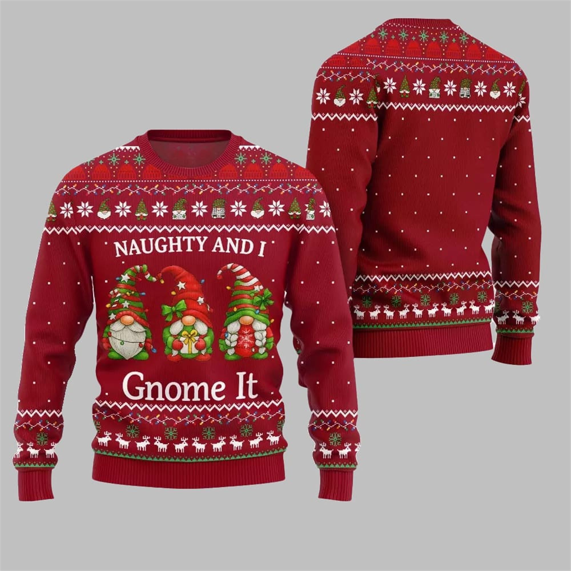 2025 Christmas Naughty And I Gnome It Ugly Sweater - Grishko.com