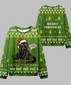 2025 Christmas Naughty Black Cat Ugly Sweater  