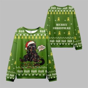 2025 Christmas Naughty Black Cat Ugly Sweater - Grishko.com