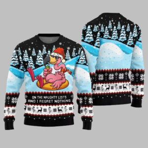 Alternative view of 2025 Christmas Naughty List Flamingo Ugly Christmas Sweater - Grishko.com