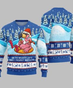 2025 Christmas Naughty List Flamingo Ugly Christmas Sweater 