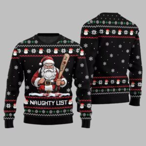 Alternative view of 2025 Christmas Naughty List Santa Ugly Christmas Sweater - Grishko.com
