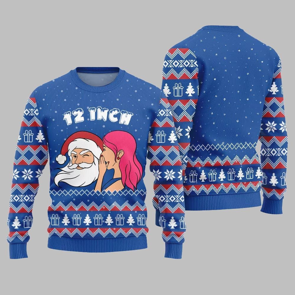 2025 Christmas Naughty Santa 12 Inch Surprise Ugly Christmas Sweater - Grishko.com