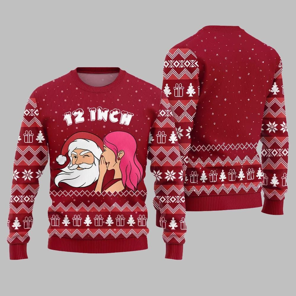 2025 Christmas Naughty Santa 12 Inch Surprise Ugly Christmas Sweater - Image 5