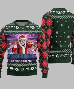 2025 Christmas Night Party DJ Santa Ugly Sweater 
